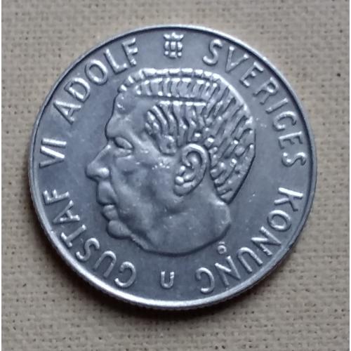 Швеция 1 крона, 1965 г    серебро 