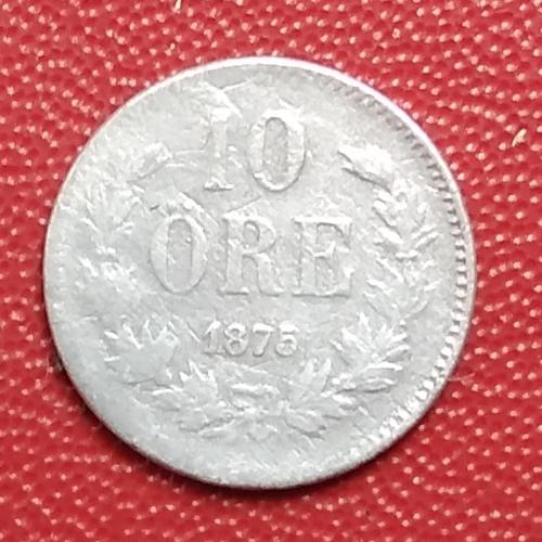 Швеция 10 эре, 1875 г, серебро