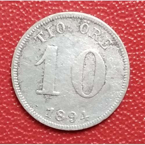 Швеция 10 эре, 1894 г, серебро