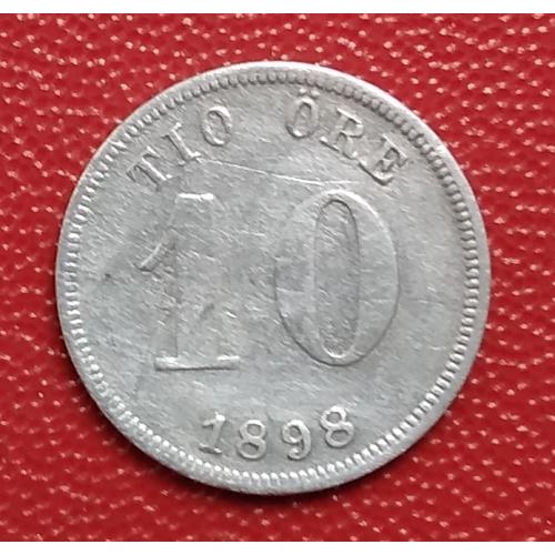 Швеция 10 эре, 1898 г, серебро