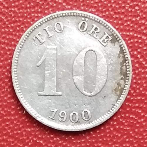 Швеция 10 эре, 1900 г, серебро