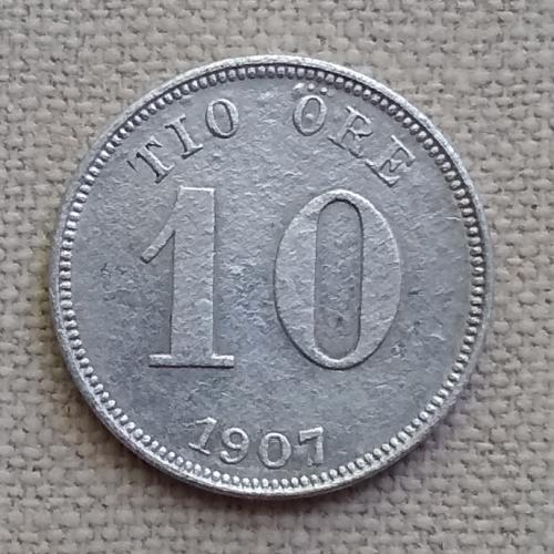 Швеция 10 эре, 1907 г, серебро