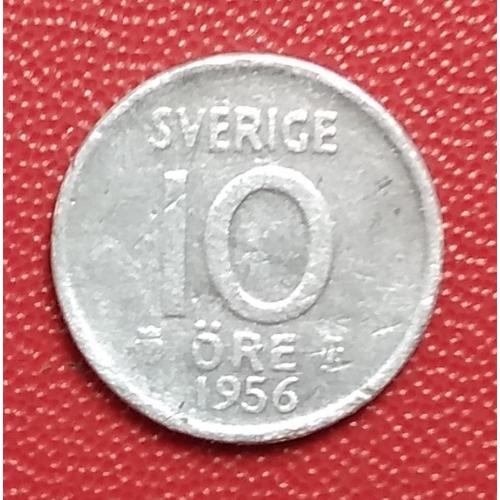 Швеция 10 эре, 1956 г, серебро