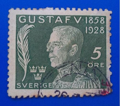  Швеция 1928 г - 70 лет со дня рождения короля Густава V