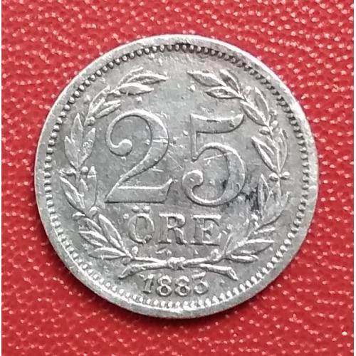 Швеция 25 эре, 1883 г, серебро