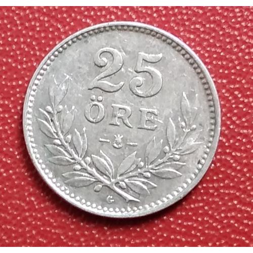 Швеция 25 эре, 1929 г, серебро