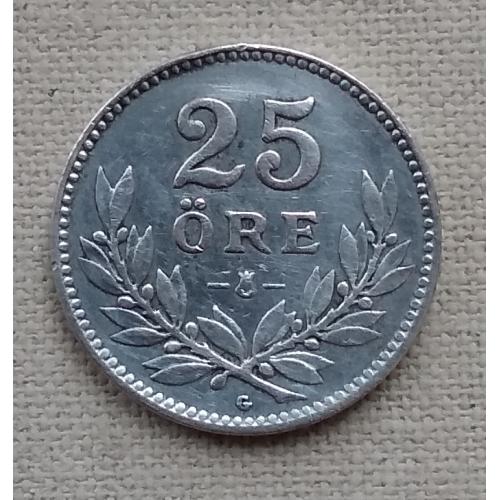 Швеция 25 эре, 1938 г, серебро