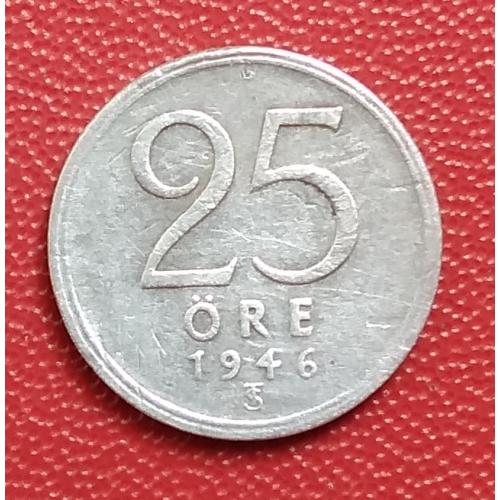 Швеция 25 эре, 1946 г, серебро