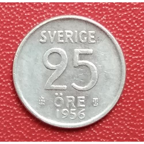 Швеция 25 эре, 1956 г, серебро