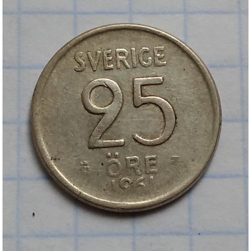 Швеция 25 эре 1961 г