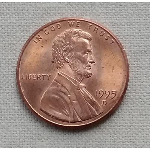 США 1 цент, 1995 г  D