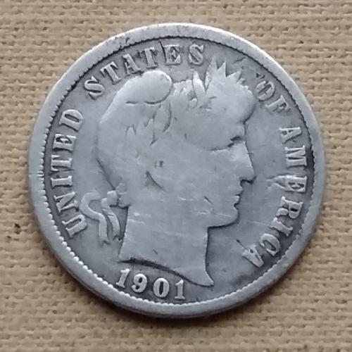 США 1 дайм, 1901 г, "O" - Новый Орлеан, серебро