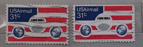 США 1976 г - авиапочта, 2 шт