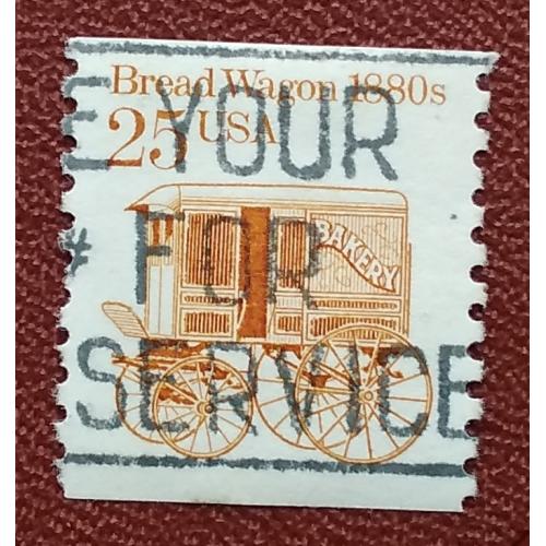 США 1985 г - Транспорт. Хлебная повозка, 1880-е гг, гаш