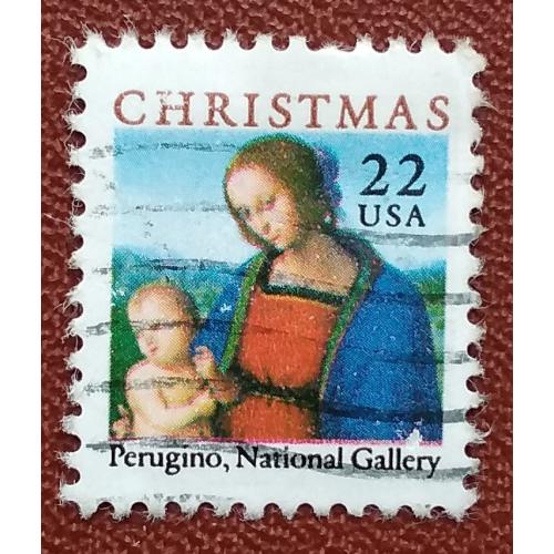 США 1986 г - Рождество. Мадонна Перуджино, гаш
