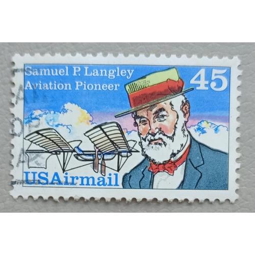 США 1988 г - Пионеры авиации. Сэмюэл Пирпонт Лэнгли, 1834-1906, гаш