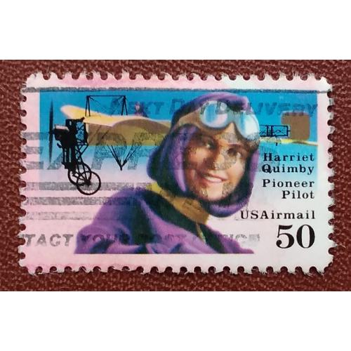 США 1991 г - Пионеры авиации - Харриет Куимби и моноплан Блерио XI, гаш
