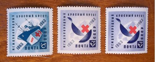 СССР 1963 г - 100-летие Международного Красного Креста, 4 шт (см.фото, 3 негаш+1 гаш)