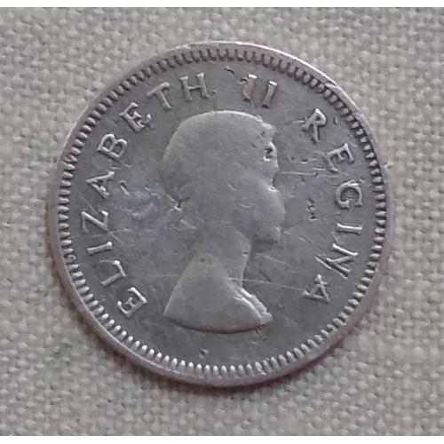 ЮАР 3 пенса, 1958 г, серебро