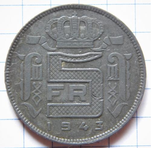 Бельгия 5 франков 1943