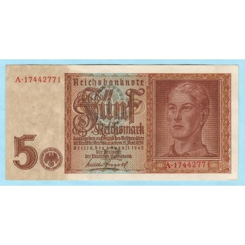 Германия  3 Рейх 5 рейхсмарок 1939 (1942)  aUNC (н29)