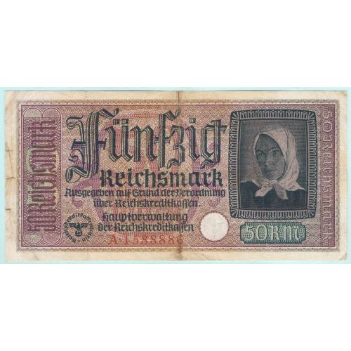 Германия 50 марок рейхсмарок 1939 3 Рейх (н7)