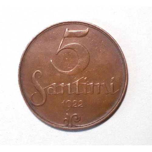 Латвия 5 сантим 1922 сохран