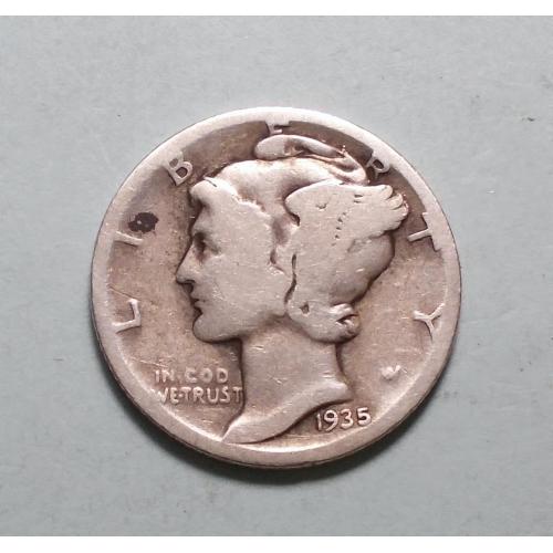 США 10 центов дайм 1935  серебро
