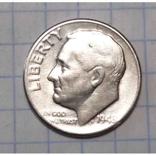 США 10 центов дайм 1948 серебро