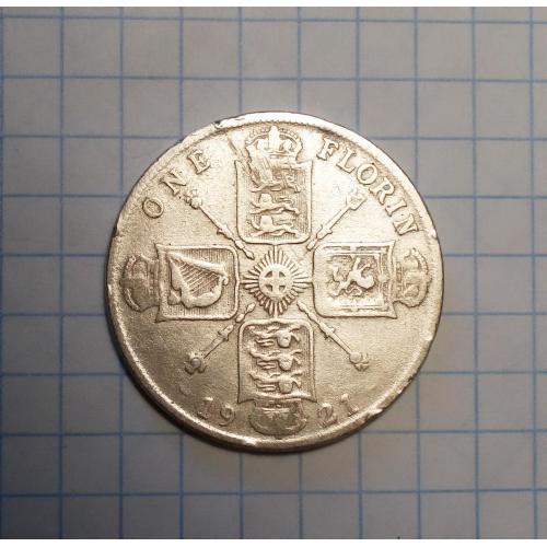 Великобританія 1 флорін - 2 шилінга 1921 срібло нечаста