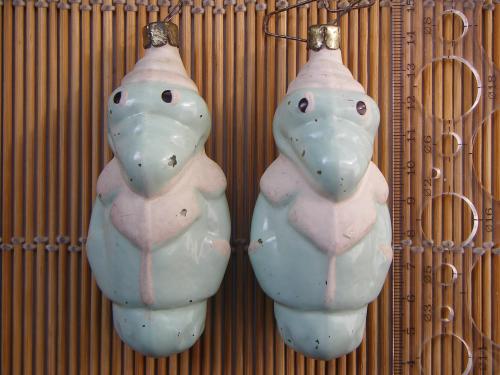 2 (дві) матові ялинкові іграшки із зносом періоду СРСР «Крокодил Гена».