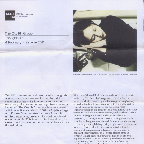 Буклет-путеводитель 2011г., складной А3, выставочного проекта в Музее совр. искусства Барселоны.