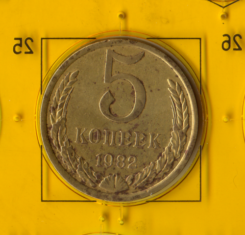 Демонетизована повсякденна монета СРСР номіналом 5 копійок 1982 року.