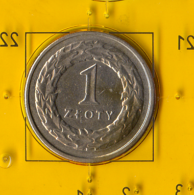 Повсякденна монета 1992 року номіналом 1 злотий Республіки Польща.