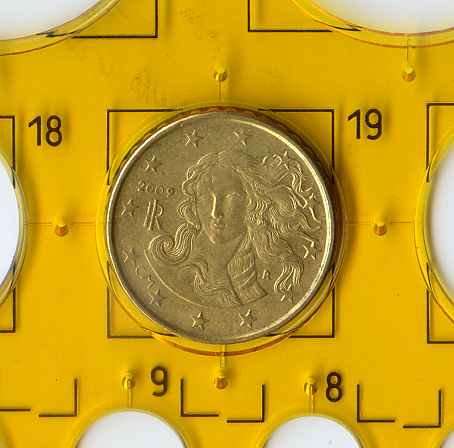 Обиходная монета номиналом в 10 евроцентов, Монетный двор Италии в Риме, 2009.