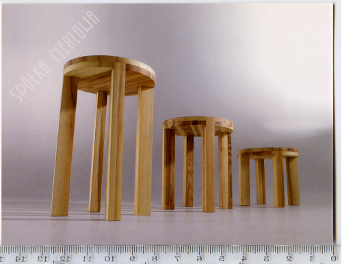 Промо листівка 2012 року дерев'яних табуреток Польської меблевої компанії.