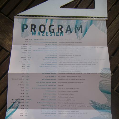 Складний буклет на вересень 2014р. від Люблінського центру культури у Польщі