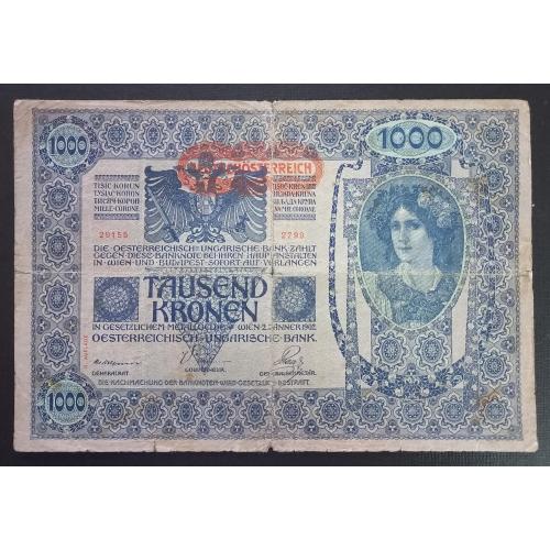 АВСТРО-ВЕНГРИЯ 1000 крон 1902 г., с НДП, II выпуск