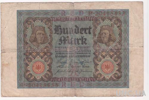 ГЕРМАНИЯ 100 марок 1920 год, номер из 8 цифр