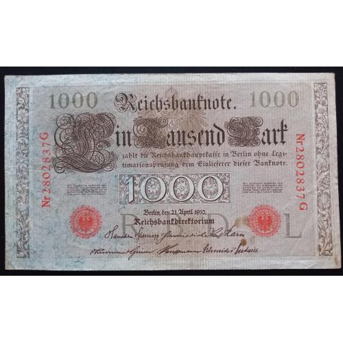 ГЕРМАНИЯ 1000 марок 1910 год