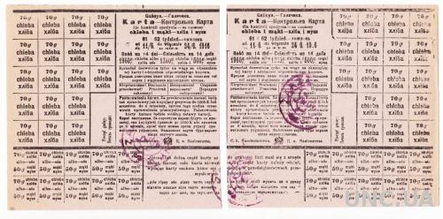 УКРАИНА, ГАЛИЧИНА, карточка на хлеб и муку 1916 год, 2 шт., РЕДКАЯ