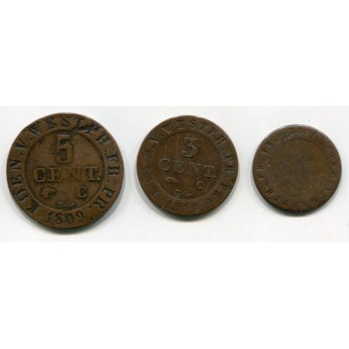 1,3,5 центів 1809,10,12 рр. Королівство Вестфалія Прусія.