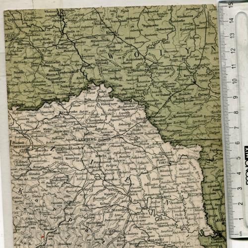 2 поштівки склеєні - карта Галичина-Волинь 1915 р.