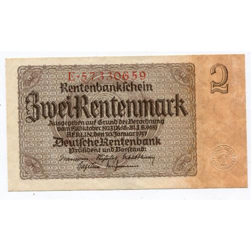 2 рентенмарки 1937 р. Німеччина.