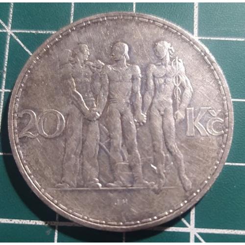 20 крон 1934 Чехословаччина, Ag-700