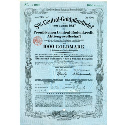 Акція на 1000 ґольдмарок 1927 р.