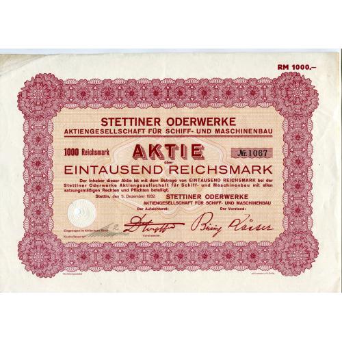 Акція на 1000 райхсмарок 1932 р.