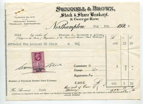Фінансовий документ Нова Зеландія 1928 р.