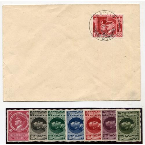 Комплект конверт + марки ІІІ Райх, спецпогашення Муссоліні.