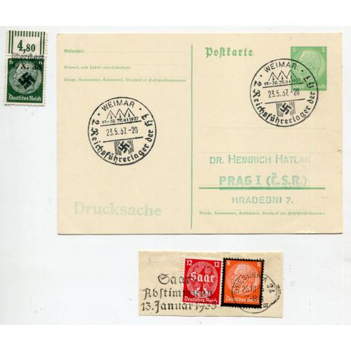 Комплект поштівка+марки ІІІ Райх 1937 р.